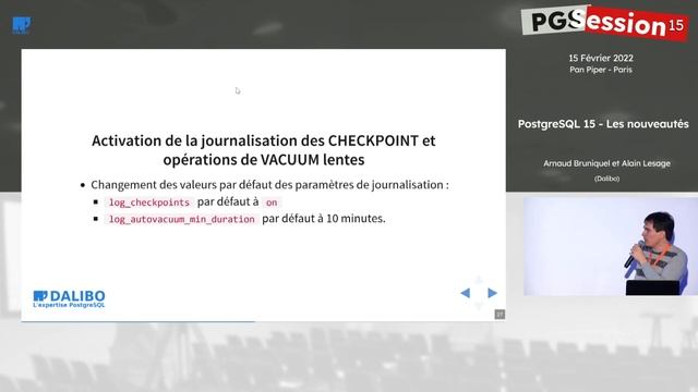Les nouveautés de PostgreSQL 15 - par Arnaud Bruniquel et Alain Lesage, Dalibo смотреть онлайн