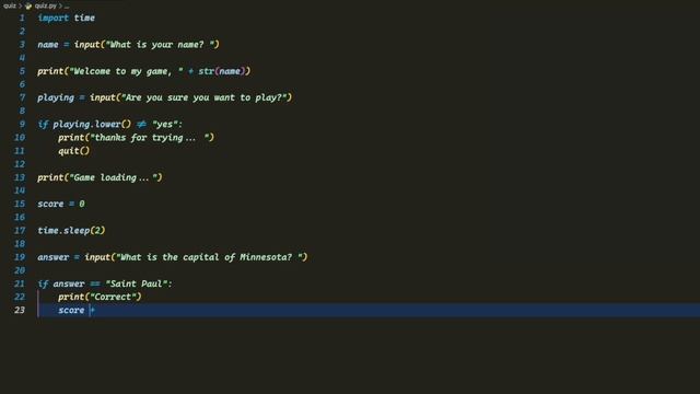 How to make a text based QUIZ GAME in python смотреть онлайн
