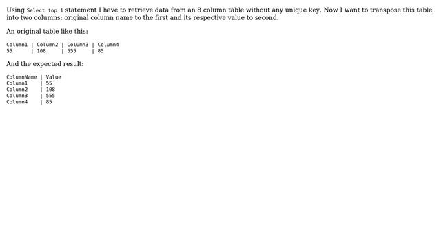 Databases: Transpose multiple columns into 2 column and single row to multiple row in sql смотреть онлайн
