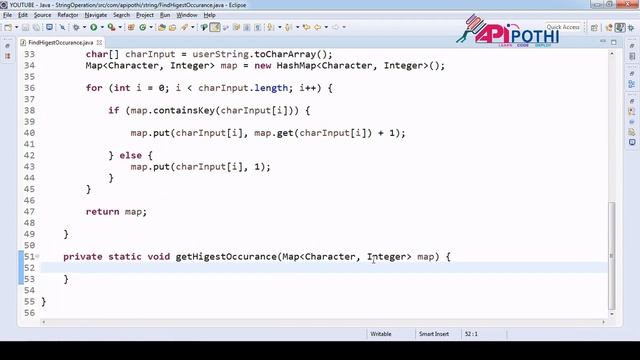 6 How to return highest occurred character in a String | APIPOTHI смотреть онлайн