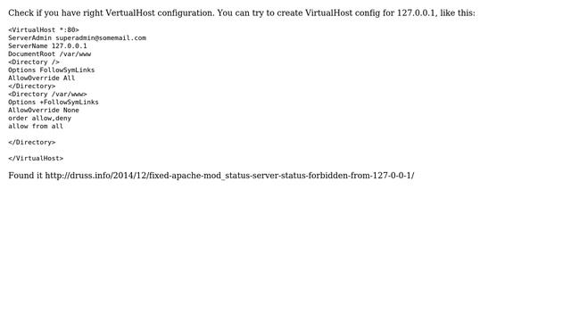 Forbidden (403), when accessing server-status on apache 2.2.22 (3 Solutions!!) смотреть онлайн