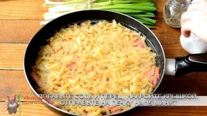 Макароны с колбасой и сыром