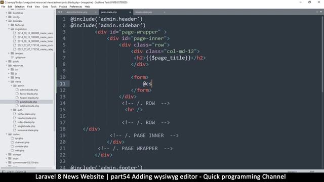 #54 Laravel 8 News Website | Adding wysiwyg editor | Quick programming tutorial смотреть онлайн