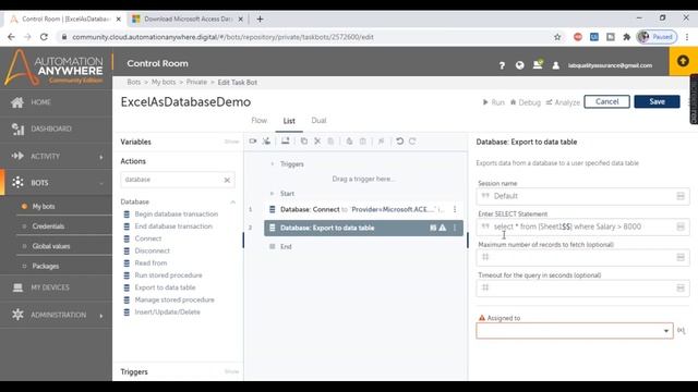 Excel as Database in Automation Anywhere A2019 | Connection string for Excel as Database #25 смотреть онлайн