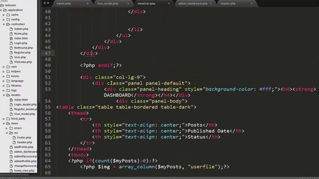 Developing functionality of viewing all posts of any user in admin panel using CodeIgniter Part-34 смотреть онлайн