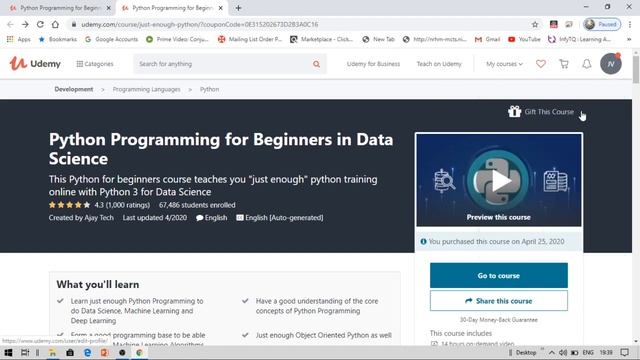 Udemy free courses || Python for Data Science || 800 subscribers giveaway смотреть онлайн