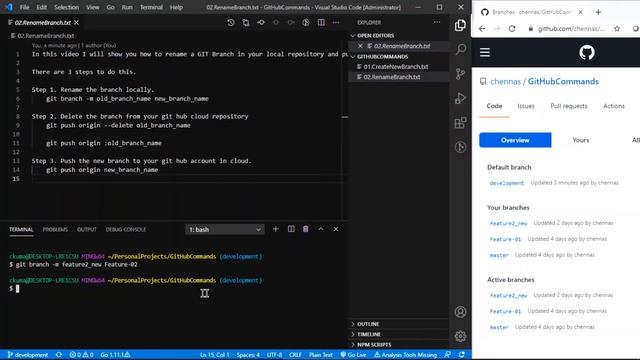 How to Rename a branch in GitHub Video 02 смотреть онлайн
