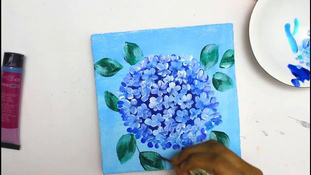 STEP by STEP Hydrangea Flower Painting with acrylic color for Beginners смотреть онлайн