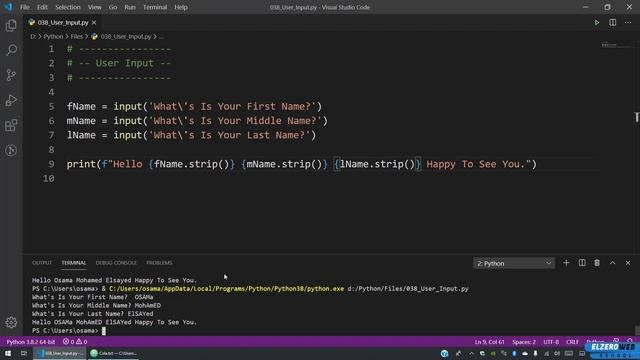 Learn Python in Arabic #038 - User Input смотреть онлайн