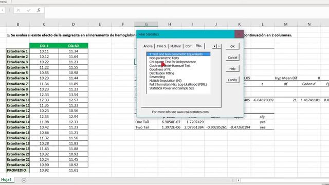 T student para muestras dependientes e independientes | Excel Real statistics смотреть онлайн