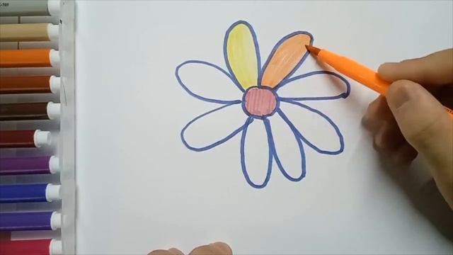Drawing picture flower with song for children. Bolalar uchun gul rasm chizish. Рисование цветов смотреть онлайн