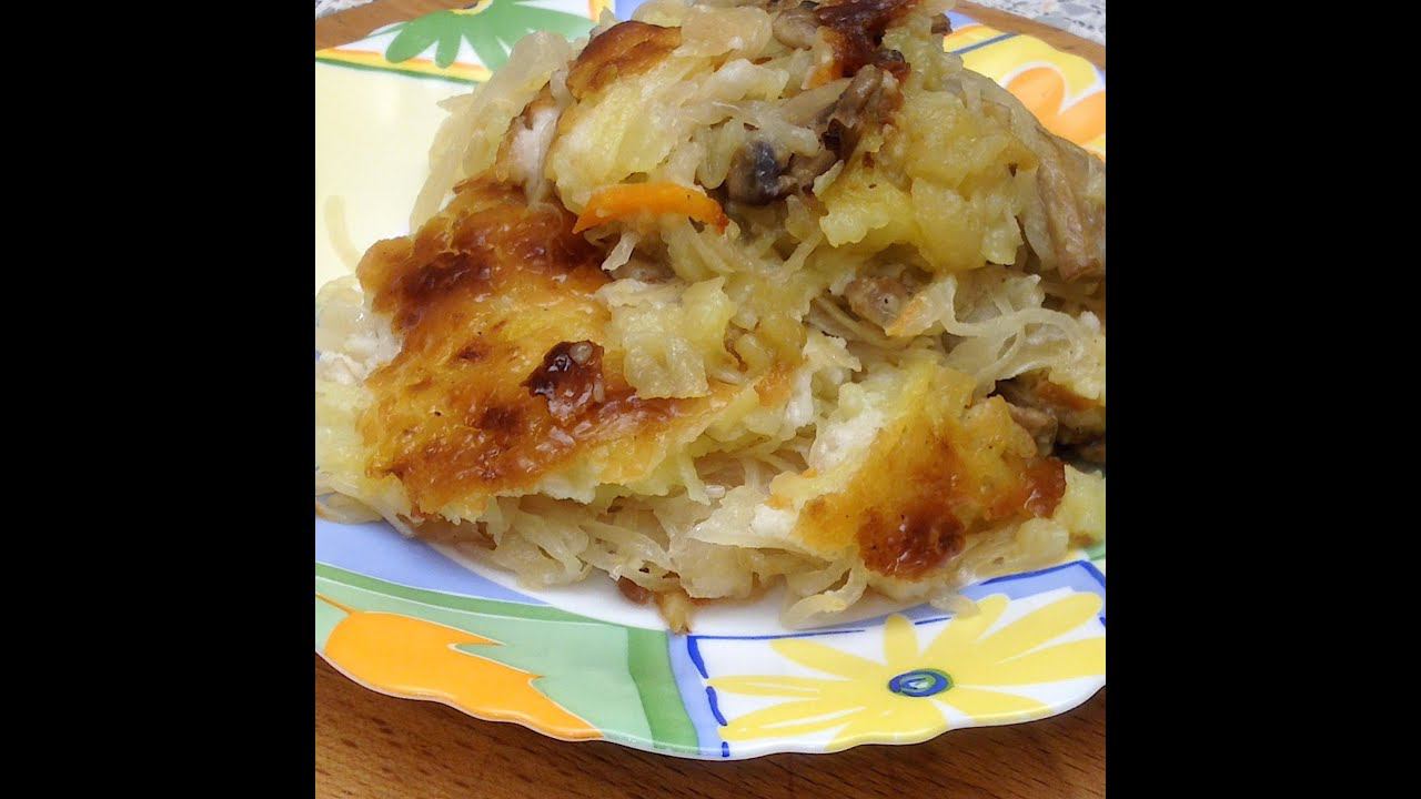 Запеканка картофельная с капустой и шампиньонами смотреть онлайн