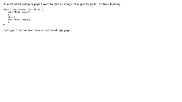 Wordpress: Need help with hiding an image within a post in a category смотреть онлайн