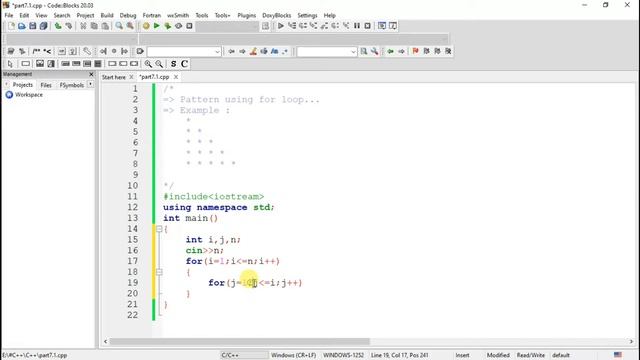 C++ Programming Tutorials 2020 || Part 7 #1 || Pattern Using For Loop || смотреть онлайн