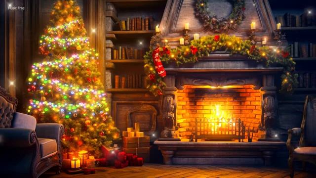 Instrumental Christmas Music with Cracking Fireplace - Cozy Christmas Ambience, Christmas Carols смотреть онлайн