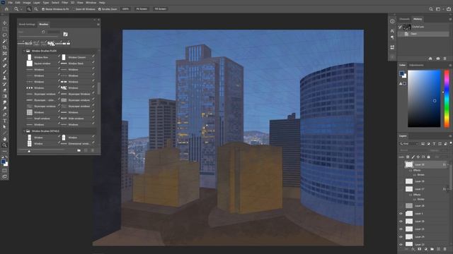 Painting a city with my new free brushes! смотреть онлайн