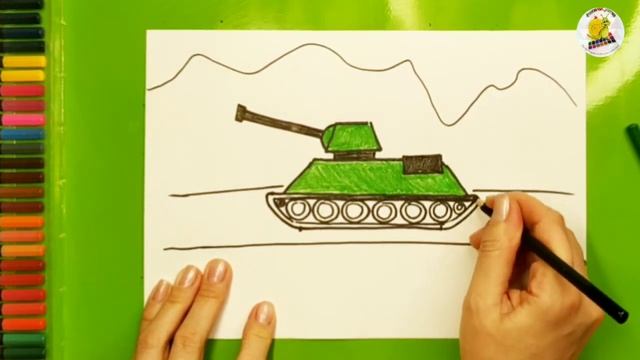 ТАНК | КАК НАРИСОВАТЬ | Уроки рисования для детей 5 лет | смотреть онлайн
