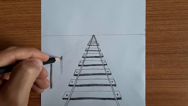 How To Draw Perspective Train Track, 1 Point Perspective Train Track Drawing, One Point Perspective смотреть онлайн