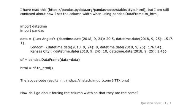 Pandas : How Do I Set The Column Width When Using Pandas.DataFrame.to_html?