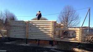 СТРОИТЕЛЬСТВО БАНИ ИЗ ОЦИЛИНДРОВАННОГО БРЕВНА НА ВИНТОВЫХ СВАЯХ СВОИМИ РУКАМИ Ч.1