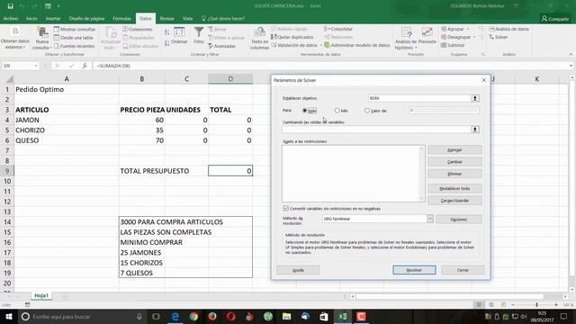 CURSO DE EXCEL 2016 DESDE CERO LECCION 25 ANALISIS DE DATOS, SOLVER смотреть онлайн
