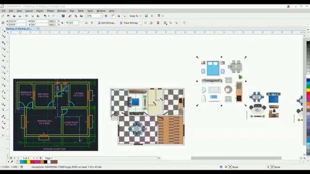 HOW TO RENDER AUTOCAD PLAN IN (CORELDRAW) LAST PART смотреть онлайн