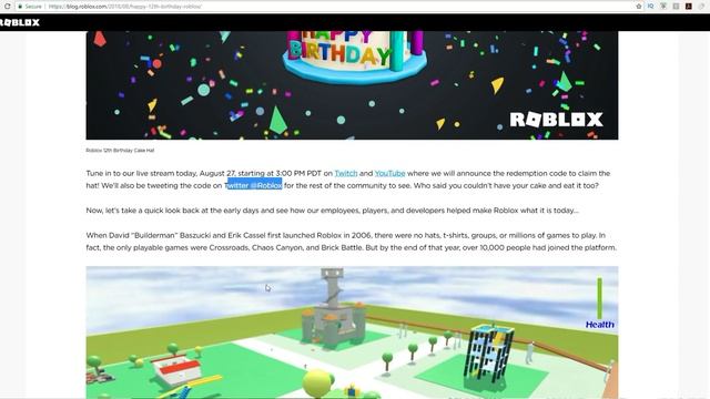 How To Get the 12th Birthday Cake Hat in Roblox - HAPPY 12th BIRTHDAY ROBLOX! смотреть онлайн