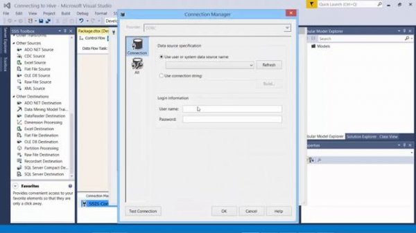 Connecting Sql server Integration services(SSIS) to Hive data on Cloudera/Hadoop