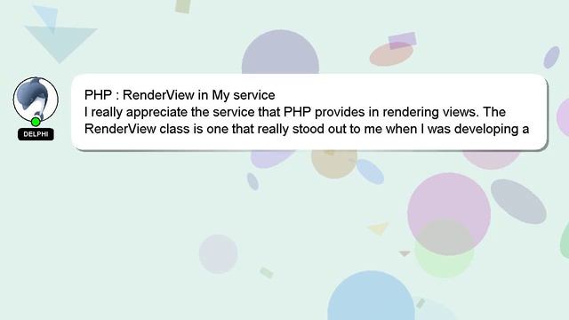 PHP : RenderView in My service смотреть онлайн