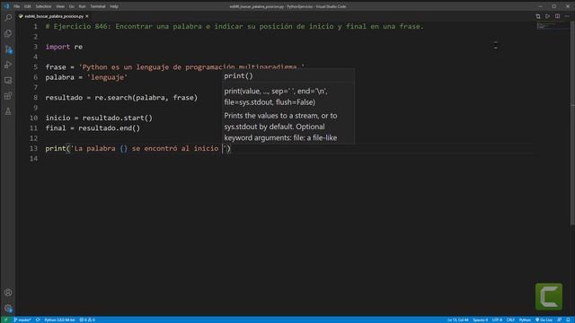 Python - Ejercicio 846: Encontrar una Palabra e Indicar su Posición de Inicio y Final en una Frase смотреть онлайн