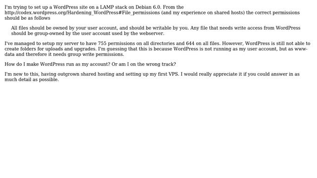 Wordpress: How do I get the right permissions for WordPress running Apache on Debian? смотреть онлайн