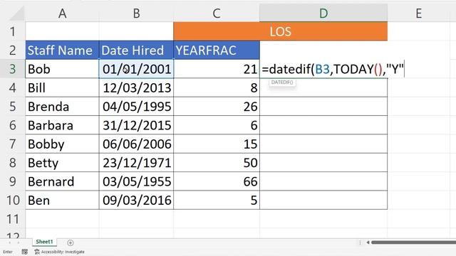 Formula for Calculating Length of Service in Microsoft Excel смотреть онлайн