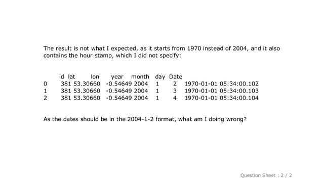 Pandas : How to combine year, month, and day columns to single datetime column? смотреть онлайн