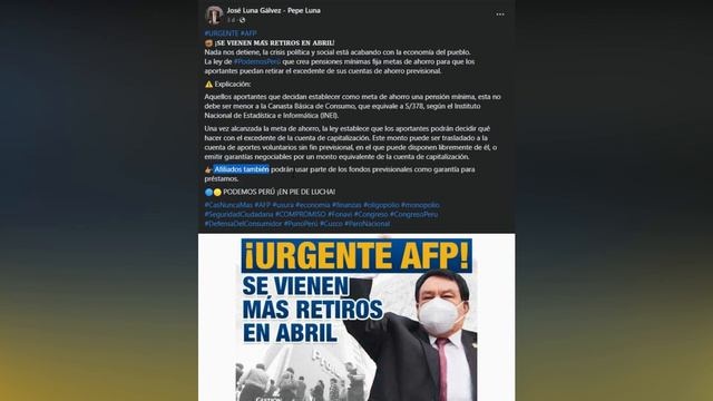 RETIRO AFP 2023 I EXPLICACION DE CONGRESISTA JOSE LUNA GALVEZ UNA LEY DE CUENTA DE CAPITALIZACION смотреть онлайн