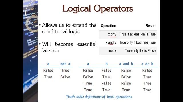 Chapter 4 Basics of Python Programming Part 2 Comparism, Boolean, Logical Operators смотреть онлайн