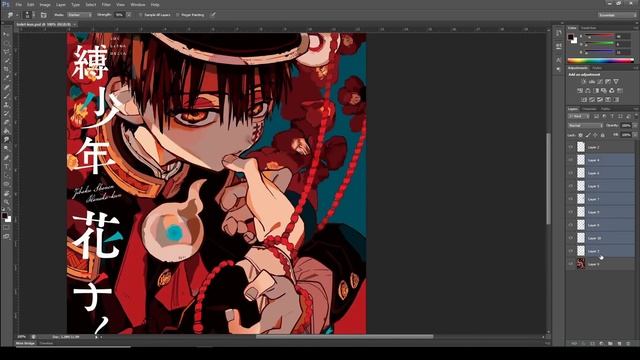 Toilet-bound Hanako-kun Clean and Redrawing Manga Cover (Time lapse video) смотреть онлайн