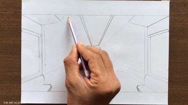 How to Draw using 1-Point Perspective : Interior Design of Train step-by-step смотреть онлайн