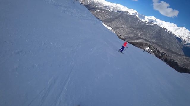 Роза-Хутор, трасса Каскад. Камера Sony FDR-X3000 смотреть онлайн