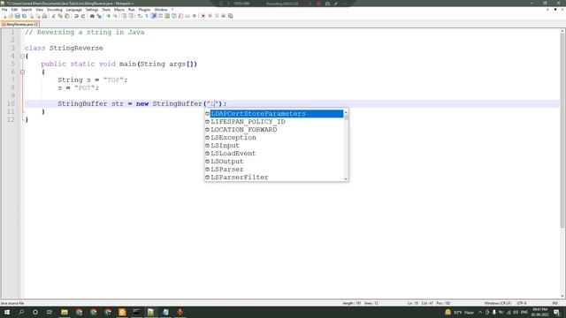 Reverse a String | reverse() | StringBuffer | Java смотреть онлайн