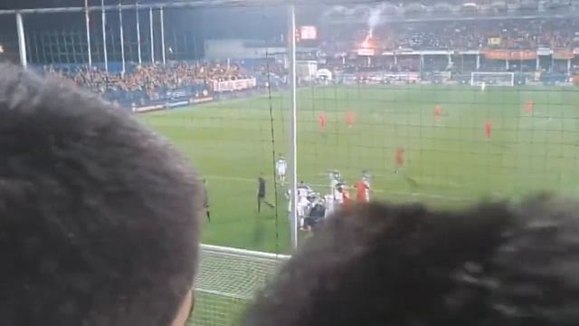 Матч Черногория-Россия.Эксклюзив! В Акинфеева кинули файер! Видео с трибун.