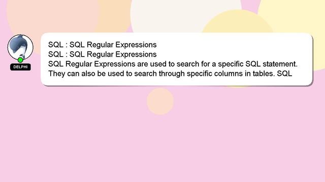 SQL : SQL Regular Expressions смотреть онлайн