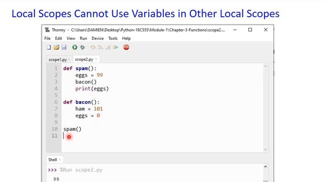 VTU ADP (18CS55) Application Development using Python: Variable Scope and Exception Handling (M1 L9 смотреть онлайн