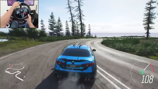 Alfa Romeo Giulia Quadrifoglio (Ferrari F154CB V8 swap) - Forza Horizon 4 | Logitech g29 gameplay смотреть онлайн