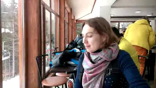 Вид из окна в кафе на горе Буковеля. смотреть онлайн