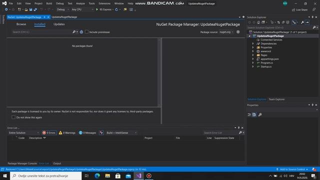 Visual Studio 2019 - Update Nuget Package смотреть онлайн