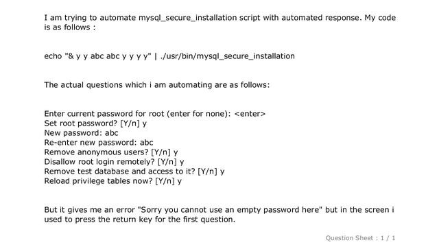 MySQL : Automate mysql_secure_installation with echo command via a shell script смотреть онлайн