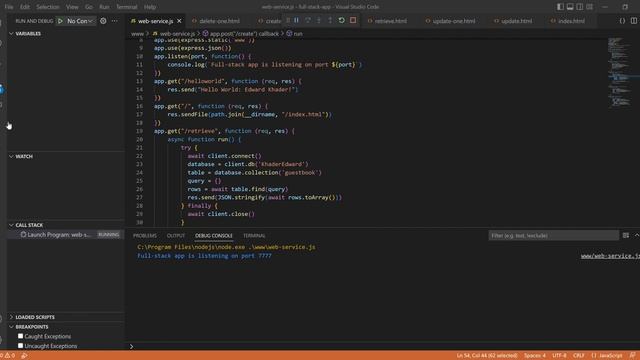 web service js full stack app Visual Studio Code 2022 11 07 21 11 09 смотреть онлайн