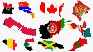 Все 195 стран. Их флаги и размеры. Сравнение стран. смотреть онлайн