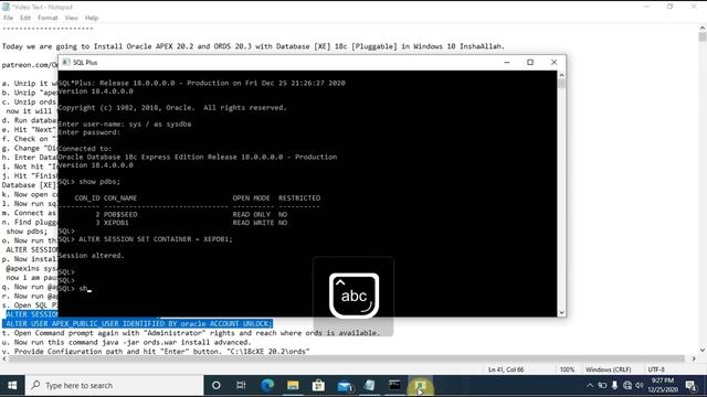 How to Install Oracle APEX 20.2 | DB 18cXE [Pluggable] | Windows 10 8K смотреть онлайн