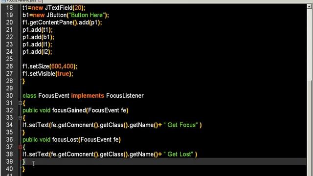 Focus Listener Interface || Event Listener || Java Swing Tutorial смотреть онлайн